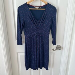 Boden Deep Navy Blue Sheath Dress with V-Neck and 3/4 Sleeves for Casual Work